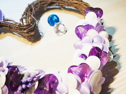 Венок на стену в виде сердца - Фиолетовый