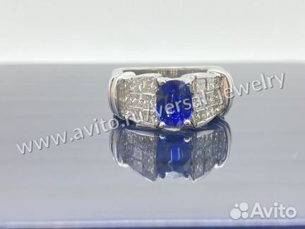 Золотое Кольцо с Сапфиром и бриллиантами