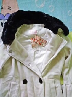 Пальто белое шерсть размер 46