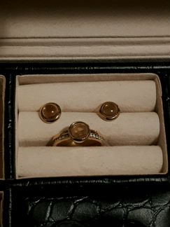 Кольцо и серьги серебро с позолотой