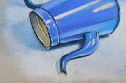 Картина пастелью, натюрморт с чайником, рисунок